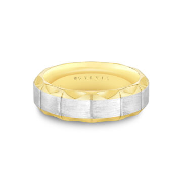 Yellow Gold Fluted Shell Two Tone Brushed Men’s Band - Francis