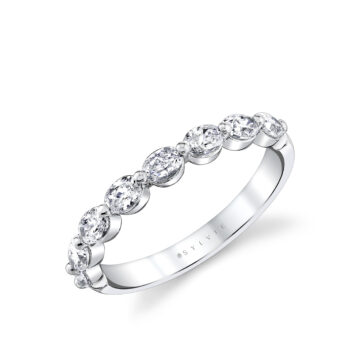 White Gold Oval Cut Shared Prong Wedding Ring