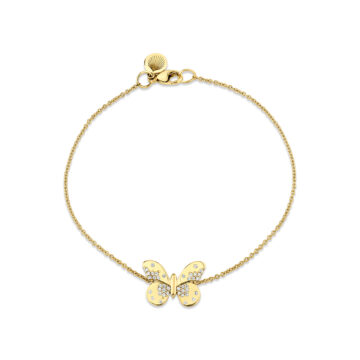 Yellow Gold Shell Héritage Diamond Butterfly Chain Bracelet