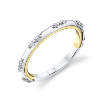 White Gold/Yellow Gold Iconelle Two Tone Prong Set Diamond Wedding Ring - Birdie