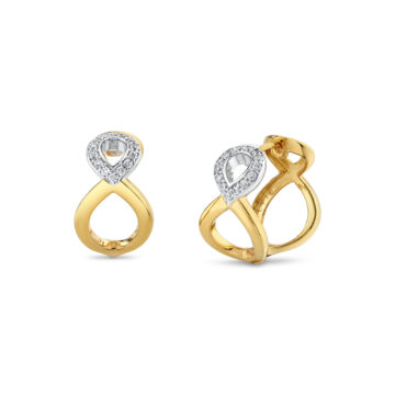 White Gold/Yellow Gold Auravie Shell Shaped Two Tone Diamond Hoop Earrings