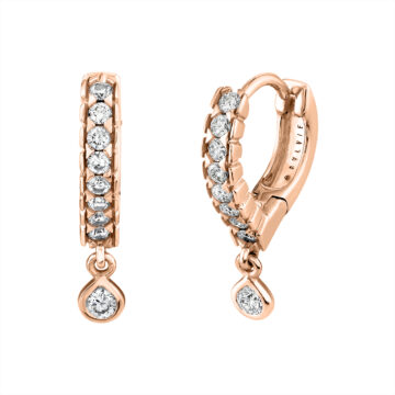 White Gold Shell Héritage Bezel Shell Diamond Drop Earrings