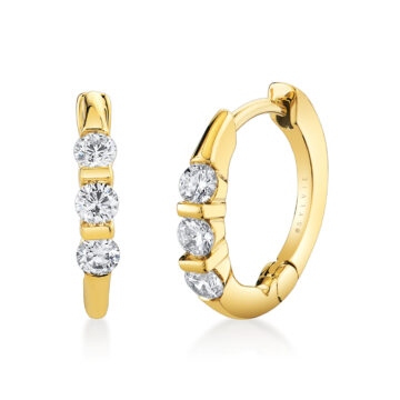 Yellow Gold Shell Héritage Spaced Diamond Hoop Earrings