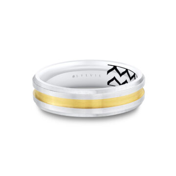 White Gold/Yellow Gold Shell Ascend Two Tone Contoured Men’s Band - Fisher