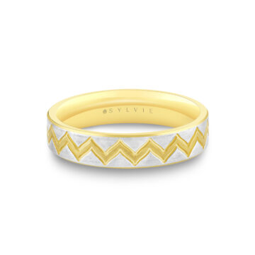 White Gold/Yellow Gold Shell Ascend Two Tone Summit Men’s Band - Xander