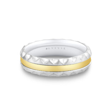 White Gold/Yellow Gold Fluted Shell Two Tone Men’s Band - Holden