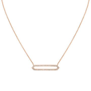 Yellow Gold Shell Héritage Shell Tip Open Bar Diamond Necklace