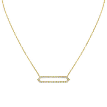 Yellow Gold Shell Héritage Shell Tip Open Bar Diamond Necklace