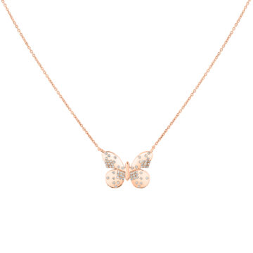 Yellow Gold Shell Héritage Diamond Butterfly Necklace