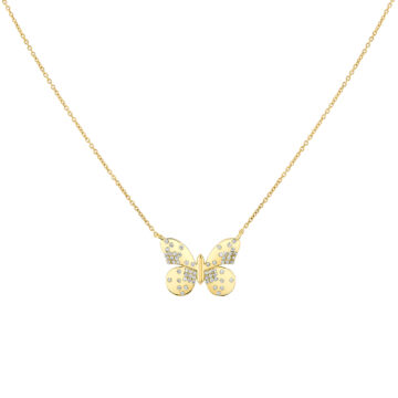 Yellow Gold Shell Héritage Diamond Butterfly Necklace