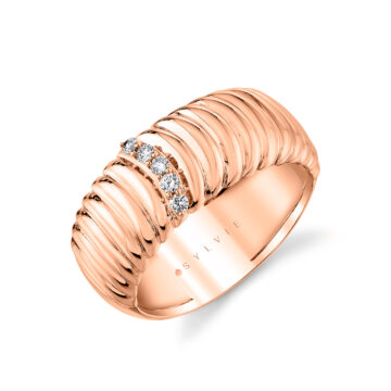 Yellow Gold Auravie Ribbed Diamond Ring