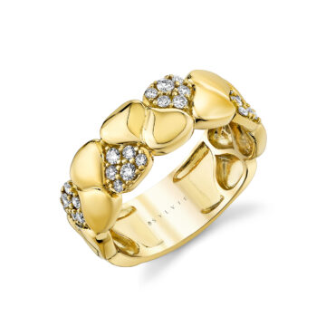 Yellow Gold Auravie Shell Honeycomb Diamond Ring