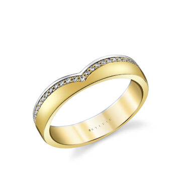 White Gold/Yellow Gold Iconelle Shell Tip Two Tone Wedding Ring