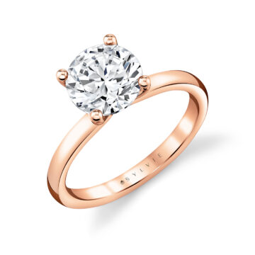 White Gold Round Cut Solitaire Engagement Ring - Ame