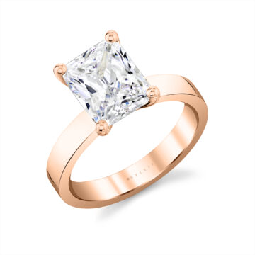 Yellow Gold Radiant Cut Flat Edge Solitaire Engagement Ring - Vesta