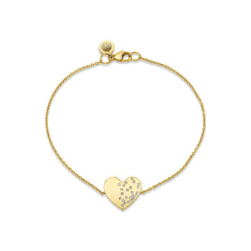 Yellow Gold Éternelle Scattered Diamond Heart Bracelet