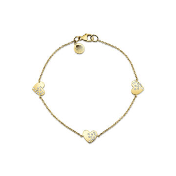 Yellow Gold Éternelle Heart Charms Diamond Bracelet