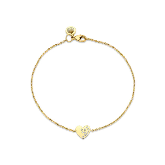 yellow gold diamond heart bracelet