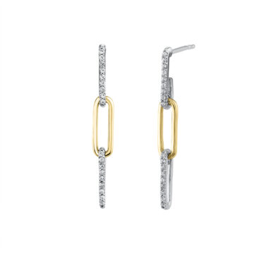 White Gold/Yellow Gold Éternelle Two Tone Diamond Paperclip Earrings