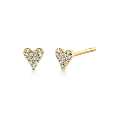 Yellow Gold Éternelle Diamond Heart Stud Earrings