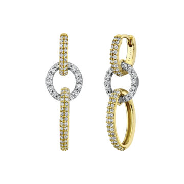 White Gold/Yellow Gold Éternelle Two Tone Diamond Drop Earrings