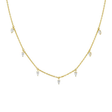 Yellow Gold Éternelle Floating Pear Diamond Necklace