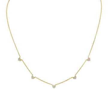 Yellow Gold Éternelle Small Heart Charm Diamond Necklace