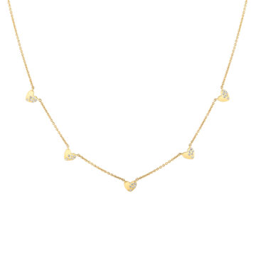 Yellow Gold Éternelle Scattered Diamond Heart Charm Necklace