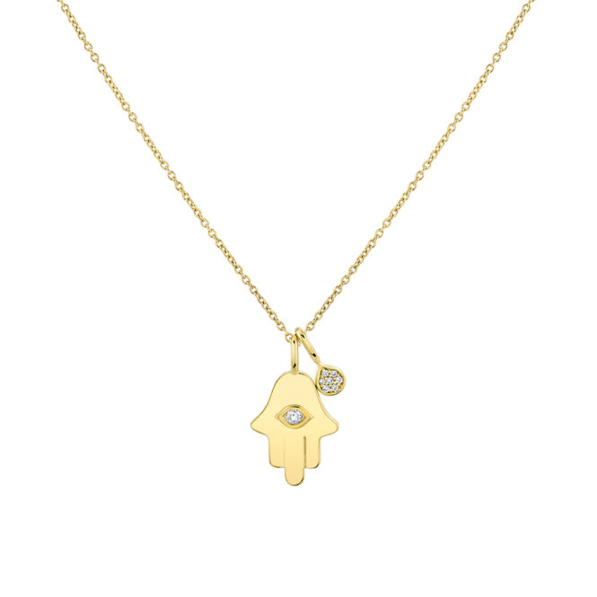 yellow gold Hamsa hand pendant crop