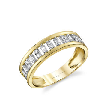 White Gold/Yellow Gold Éternelle Open Alternating Round and Baguette Diamond Ring