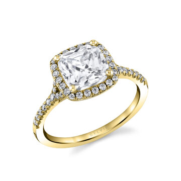 White Gold Cushion Cut Halo Engagement Ring - Alexandra