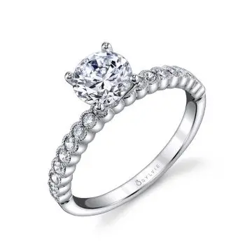 White Gold Round Cut Stackable Engagement Ring - Albertine