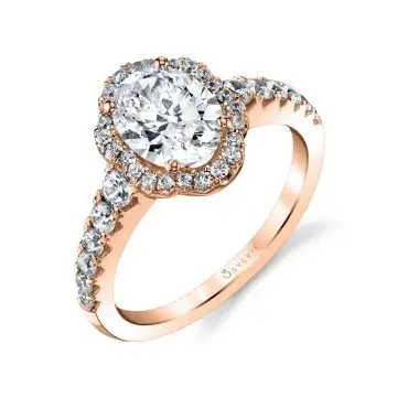 White Gold Oval Cut Engagement Ring with Halo - Penelope