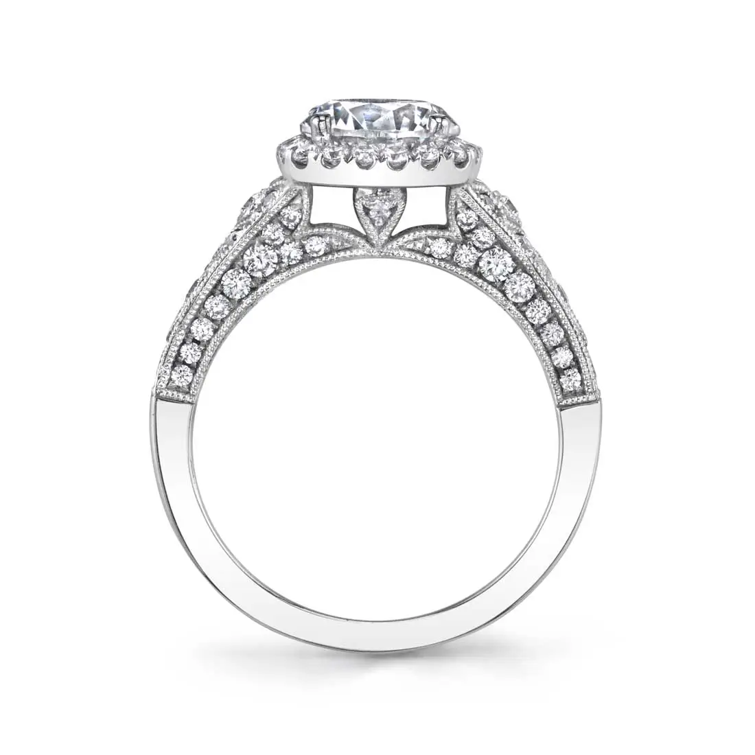 Pear Shaped Modern Vintage Halo Engagement Ring - Cheri - Sylvie Jewelry