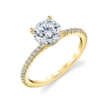 White Gold Round Cut Classic Engagement Ring - Maryam