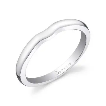 White Gold High Polish Wedding Band - Carina