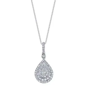 White Gold Teardrop Diamond Pendant