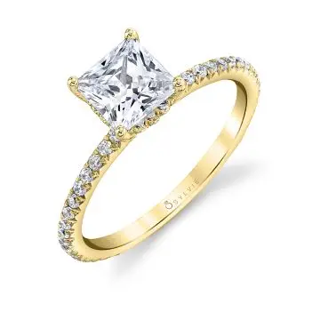 White Gold Princess Cut Classic Engagement Ring - Maryam