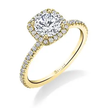 White Gold Cushion Cut Classic Halo Engagement Ring - Vivian