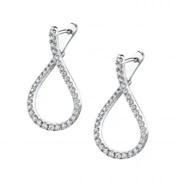 White Gold Unique Diamond Hoop Earrings - 1.00 Carat