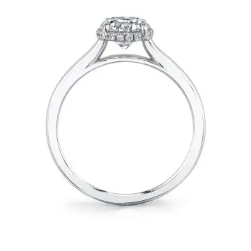 White Gold Solitaire Engagement Ring with Hidden Halo - Annika