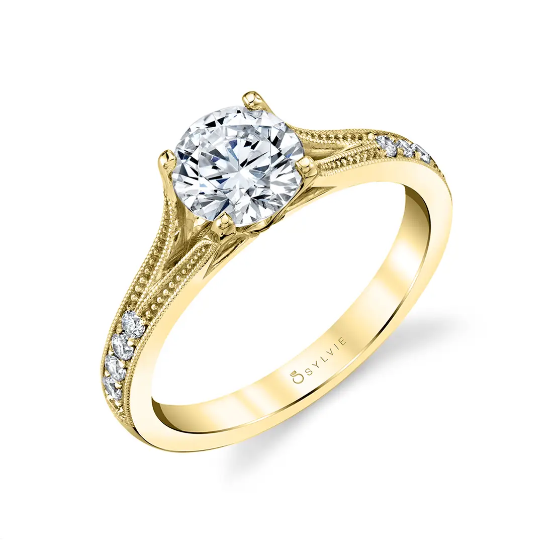 Unique Flower Engagement Ring Set No.2 White Gold - Moissanite/Diamond