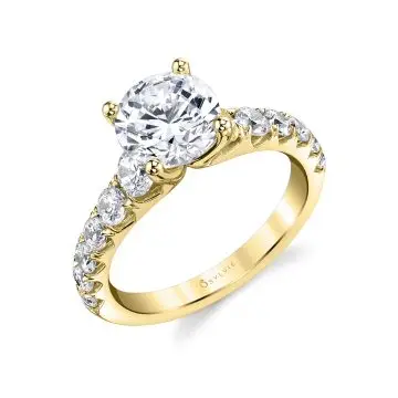 White Gold Wide Band Engagement Ring - Andrea