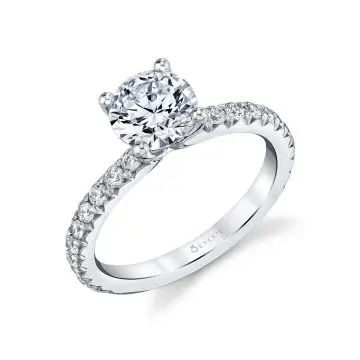 White Gold Round Cut Classic Engagement Ring - Vanessa