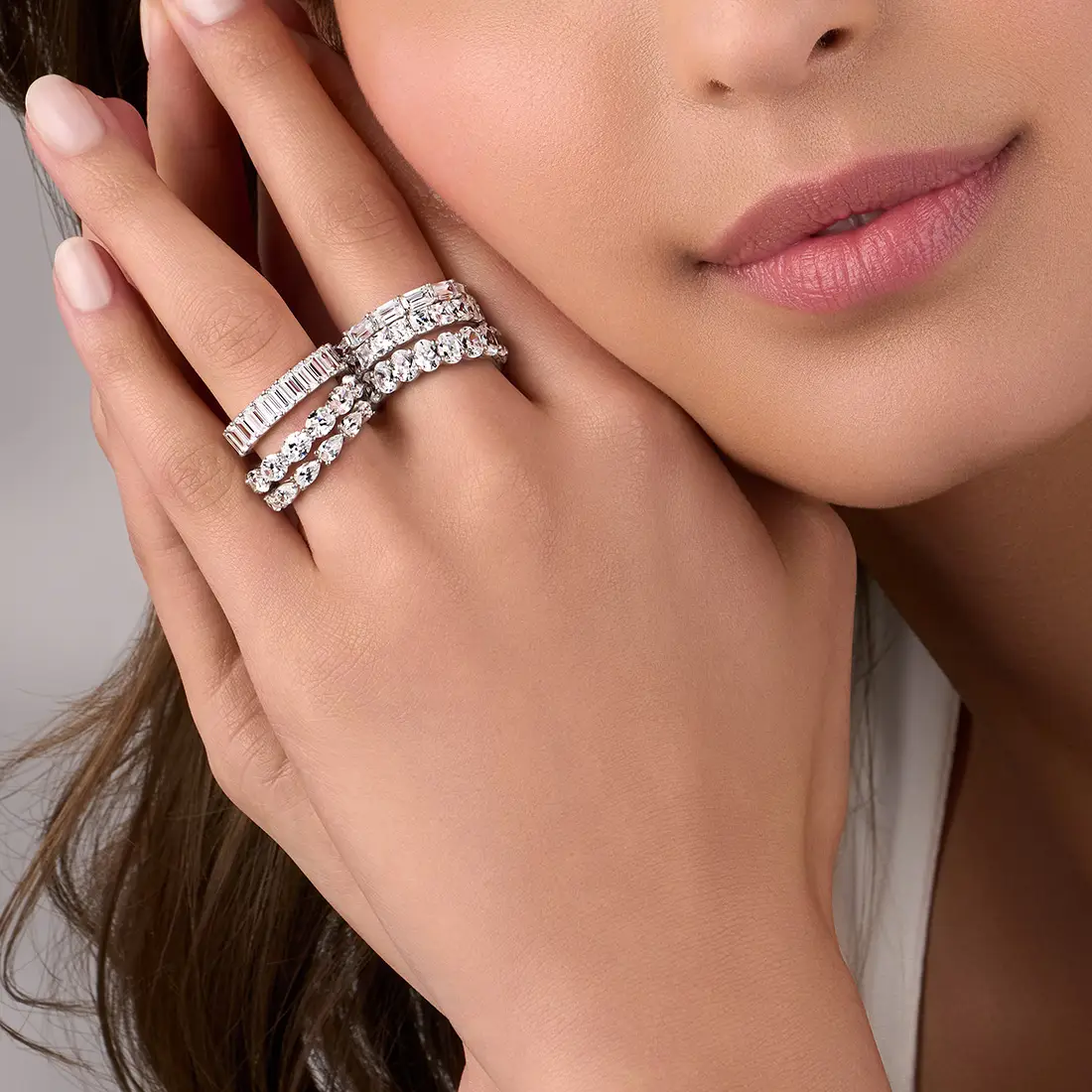 Trinity Lab Grown Eternity Wedding Ring, Eternity, 2.4 Carat, 14K White Gold  – Best Brilliance