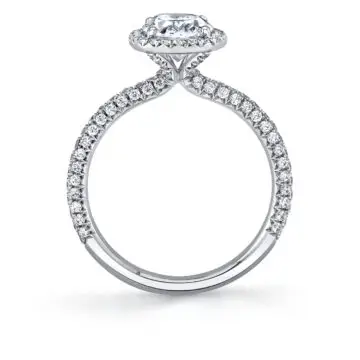 White Gold Pave Oval Engagement Ring - Fara