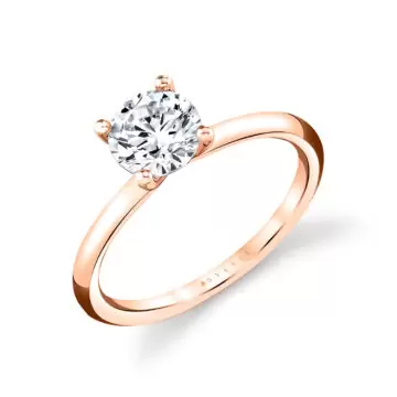 White Gold Round Cut Solitaire Engagement Ring - Amelia