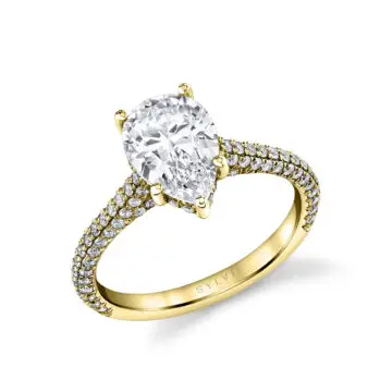 White Gold Pear Shaped Hidden Halo Pave Engagement Ring - Peighton