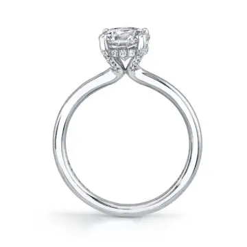 White Gold Radiant Cut Hidden Halo Engagement Ring - Melany