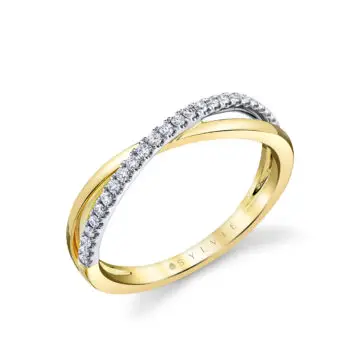 White Gold Two Tone Modern Crossover Wedding Band